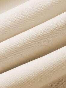 SHEIN EZwear Cartoon Cat & Letter Graphic Drawstring Thermal Lined Hoodie - Apricot - View 5