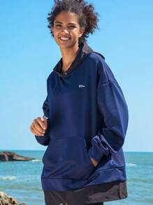 In My Nature 字母图案袋鼠口袋抽绳户外卫衣 - 深灰色 - 查看 3