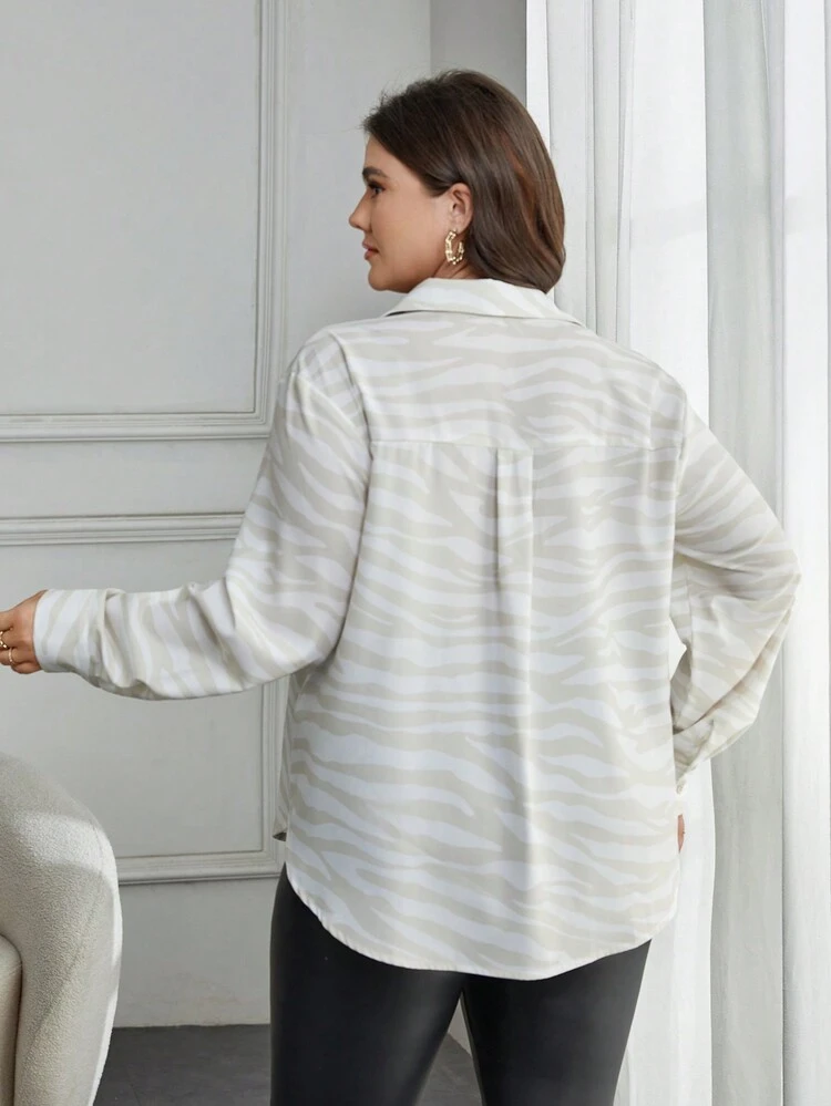 Plus Zebra Striped Print Shirt