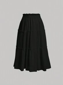 SHEIN MOD Plus Frill Trim Ruffle Hem Skirt