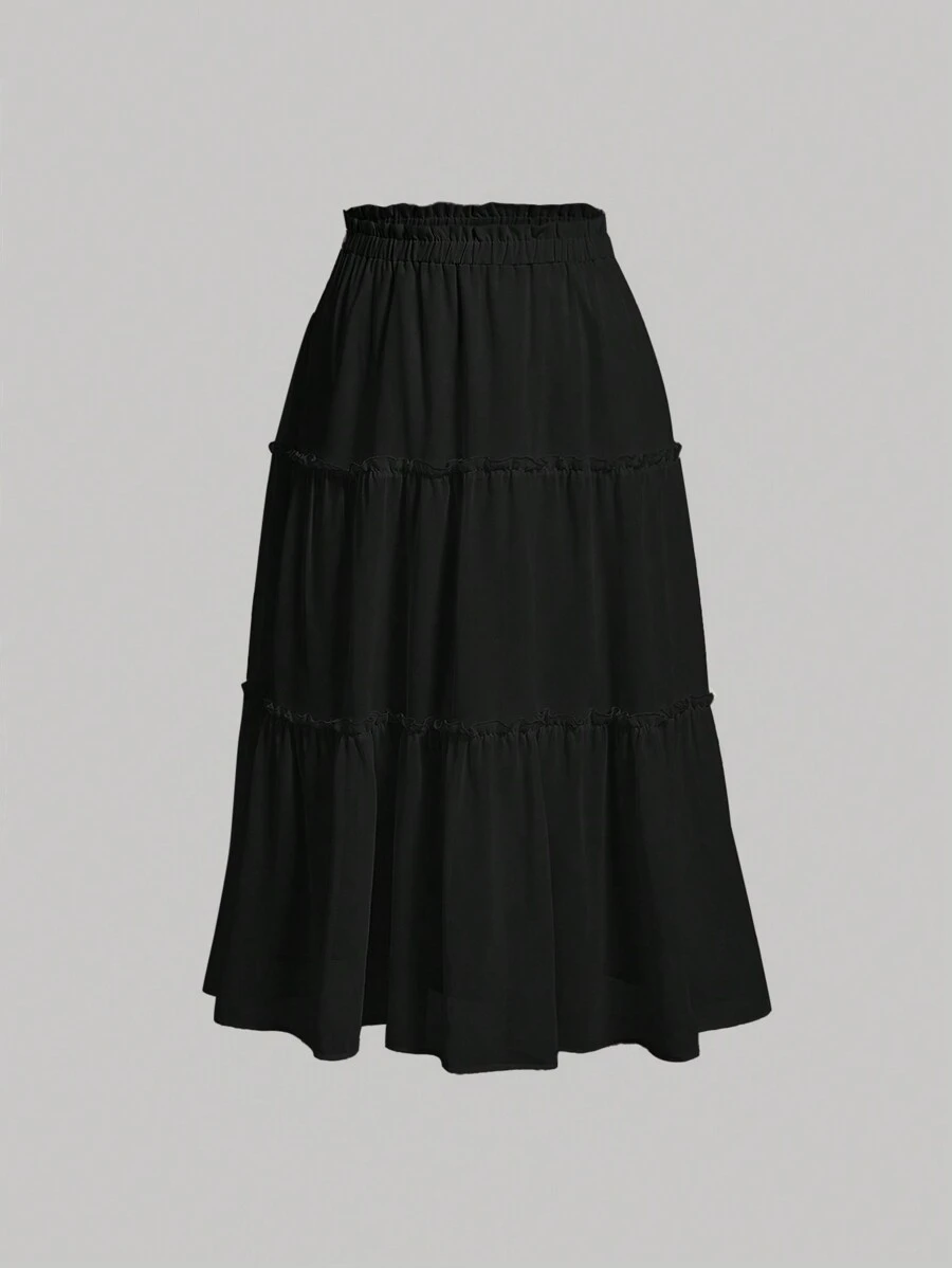 SHEIN MOD Plus Frill Trim Ruffle Hem Skirt