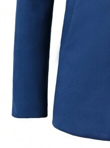 Manfinity Homme 男士拉鏈開襟花呢外套 - 藏蓝色 - 查看 4