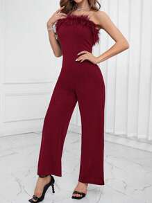 Firerie Trang trí Fuzzy Jumpsuit ống - Đỏ - Xem 4