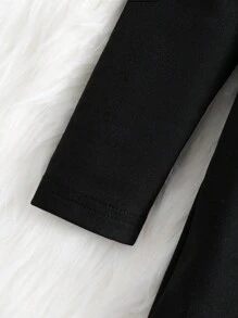 SHEIN Young Girl Houndstooth Print Contrast Binding Vest Jacket & Dress - Black - View 3