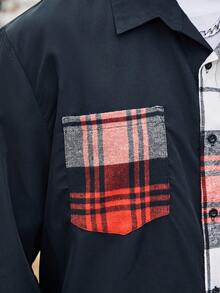 Manfinity Homme Nam Kích thước lớn Lưới Vá lại Áo sơ mi - Nhiều màu - Xem 4