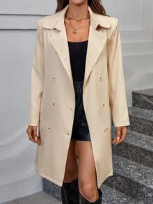 SHEIN Frenchy Đôi ngực Thắt lưng áo - Màu Khaki - Xem 3