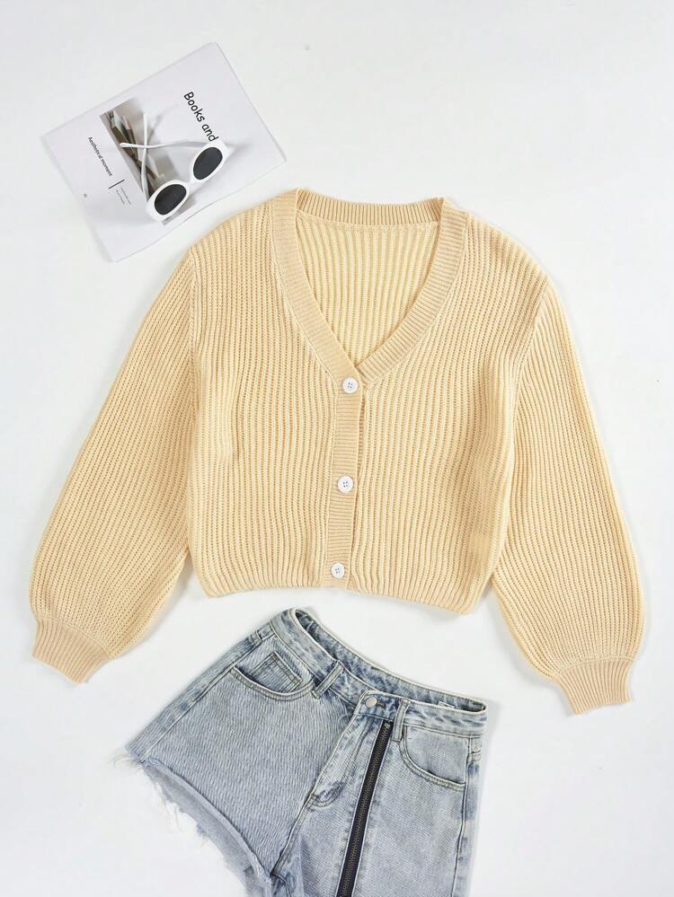 Plus Solid Button Front Cardigan