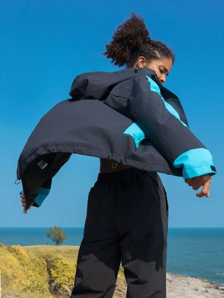 Colorblock Zip Up Hooded Jacket