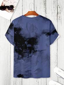Manfinity Homme Hombres talla grande Camiseta estampado de cráneo - Azul - Ver 7