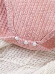 Đứa bé gái Chi tiết Nút Áo liền quần chặt & Quần - Hồng - Xem 7