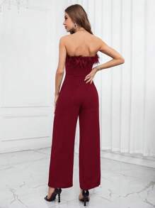 Firerie Trang trí Fuzzy Jumpsuit ống - Đỏ - Xem 2