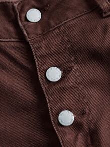 SHEIN MOD 女士實色牛仔喇叭褲 - 咖啡棕 - 查看 3