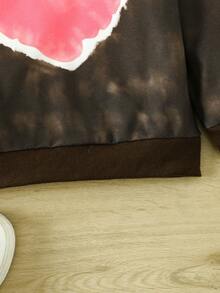 SHEIN 女小童愛心圖案紮染運動衫 - 彩色 - 查看 3