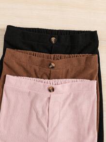 SHEIN Tween Girl 3pcs Elastic Waist Cord Pants
