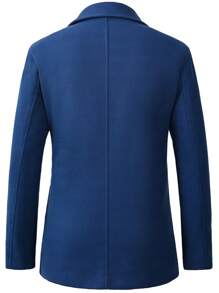 Manfinity Homme 男士拉鏈開襟花呢外套 - 藏蓝色 - 查看 2