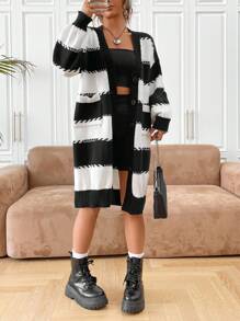 SHEIN EZwear Cárdigan de hombros caídos de dos tonos
