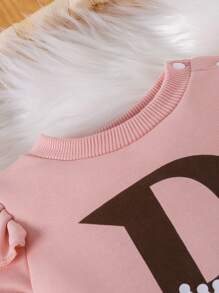 Baby Girl Letter Graphic Ruffle Trim Bodysuit - Pink - View 3