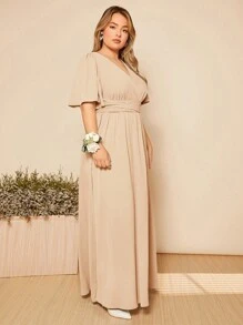SHEIN Belle Plus Butterfly Sleeve Split Thigh Bridesmaid Dress