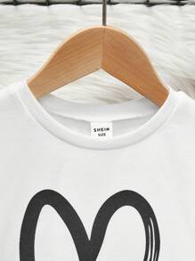 SHEIN Cô Gái Trẻ In Trái tim Áo nỉ - trắng - Xem 3