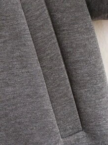 Solid Zip Up Bomber Jacket - Grey - View 4