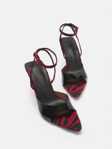 CUCCOO SZL Sandalias rojas de tacón alto y aguja de punta abierta, zapatos de vacaciones en oferta de verano - Rojo - Ver 7