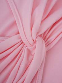 Sweetra 前扭結短款上衣 - 粉色 - 查看 6