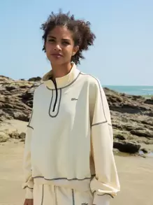 In My Nature In My Nature Contrast Piping Half Zip Outdoor Hoodie