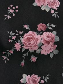 SHEIN MOD 印花前繫帶吊帶洋裝 - 黑色 - 查看 4