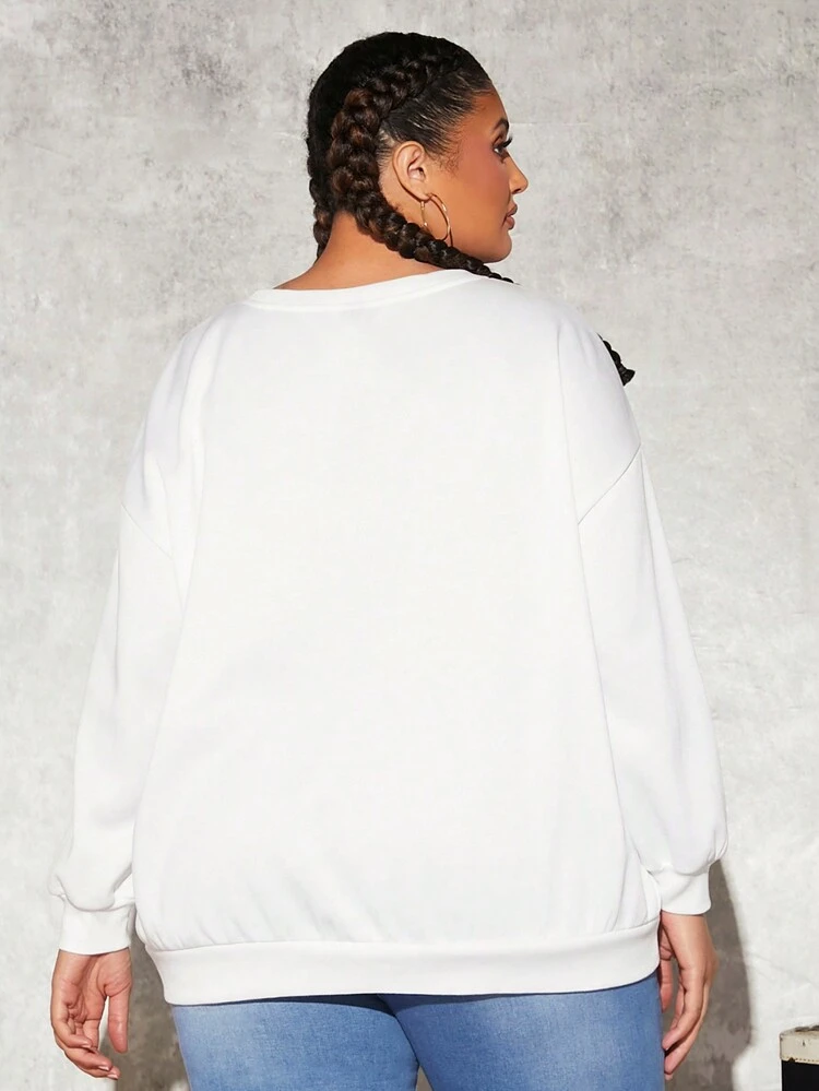 Plus Car & Letter Graphic Drop Shoulder Sweatshirt