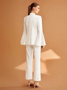 BizChic Women's Split Sleeve Suit Set - White - View 2