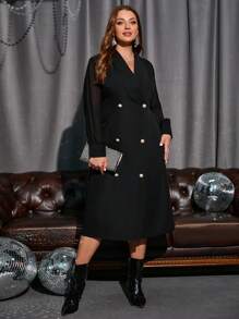 SHEIN Privé Hơn Khăn quàng Đôi ngực Đầm - màu đen - Xem 4