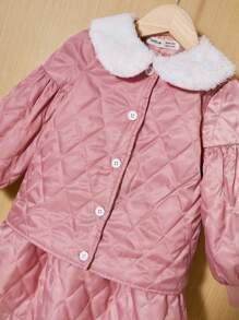 Chica Joven de cuello bobo de manga farol Cazadora & Vestido