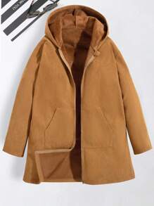 SHEIN Unity Women's Plush Lined Warm Jacket, Family Pack (Sold Separately In 3 Pieces) - Brown - View 1