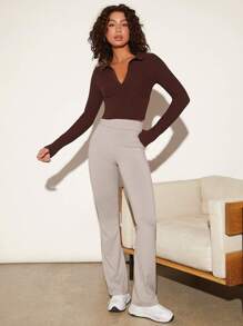 SHEIN BASICS 2pcs V-collar Solid Crop Sweater - Multicolor - View 5