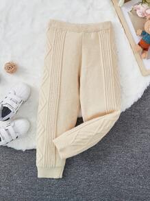 SHEIN Cô Gái Trẻ Cable Quần len - Màu be - Xem 1
