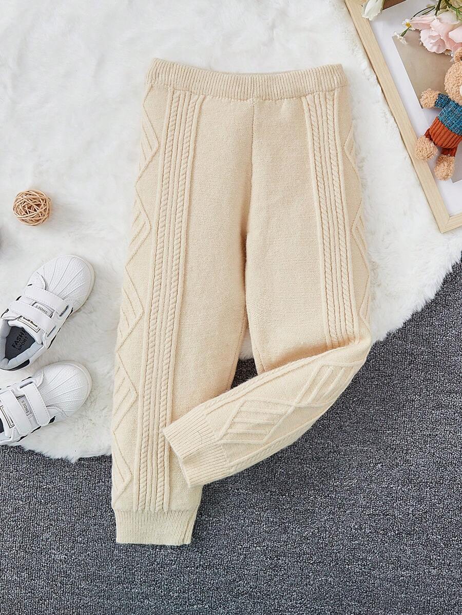 SHEIN Cô Gái Trẻ Cable Quần len - Màu be - Xem 1