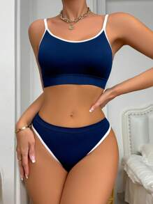 Women's Color Block Underwear 2pcs Set - Multicolor - View 6