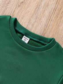 SHEIN Explorewe Young Girl Slogan Graphic Sweatshirt - Green - View 7