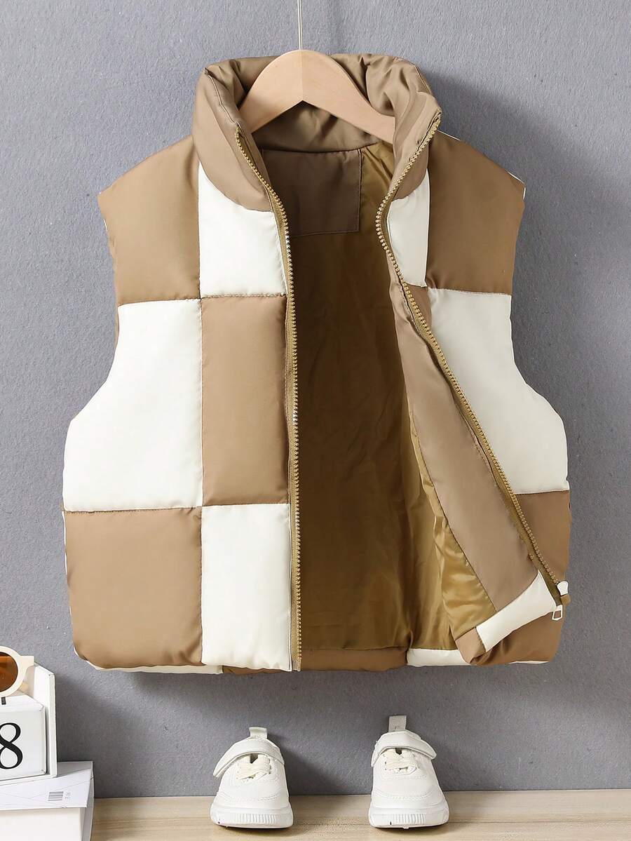 Toddler Boys' Quilted Padded Vest Jacket - Black - View 1