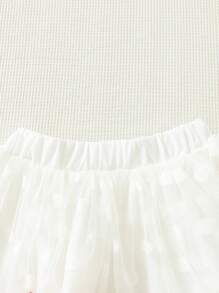 SHEIN 2 Stücke/set Baby Mädchen Bluse Mit Rüschenärmeln Und Schleifen Dekoration Sowie Tülle Rock Set