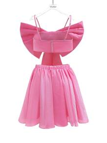 Enchnt Big Bow Front Cami Top & Flare Skirt - Pink - View 6