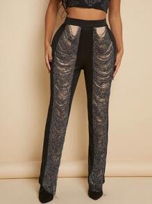 SHEIN SXY بنطلون بساق واسع طباعة النقش