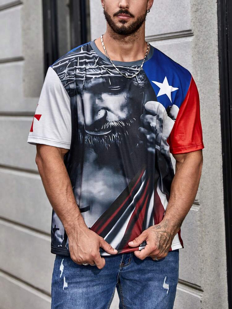 Men Plus Star & Figure Graphic Tee