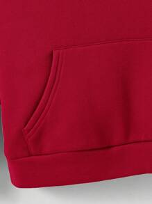 SHEIN Tween Boy Slogan Graphic Hooded Sweatshirt - Burgundy - View 3