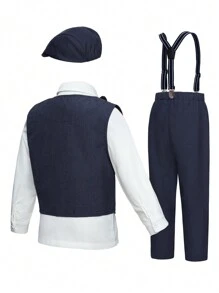 Souflis Souflis 男小童素色馬甲&背帶褲&帽無襯衫 - 寶藍色 - 查看 2