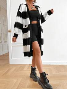 SHEIN EZwear Cárdigan de hombros caídos de dos tonos