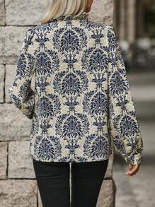 SHEIN LUNE 滿版印花褶邊襯衫 - 彩色 - 查看 2