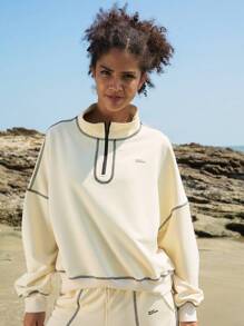 In My Nature In My Nature Contrast Piping Half Zip Outdoor Hoodie