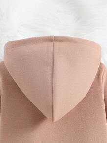 SHEIN 男嬰格紋內襯連帽粗呢大衣 - 杏色 - 查看 4