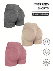 3入組雜色針織屁股四四方方百褶電源花束短褲 - 彩色 - 查看 1